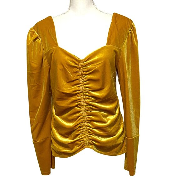 CATO Velour Sweetheart Top L Yellow Orange - Picture 1 of 7